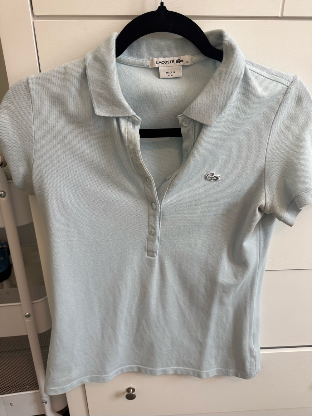 Lacoste Light Blue Women's Pique Polo with Crocodile Logo